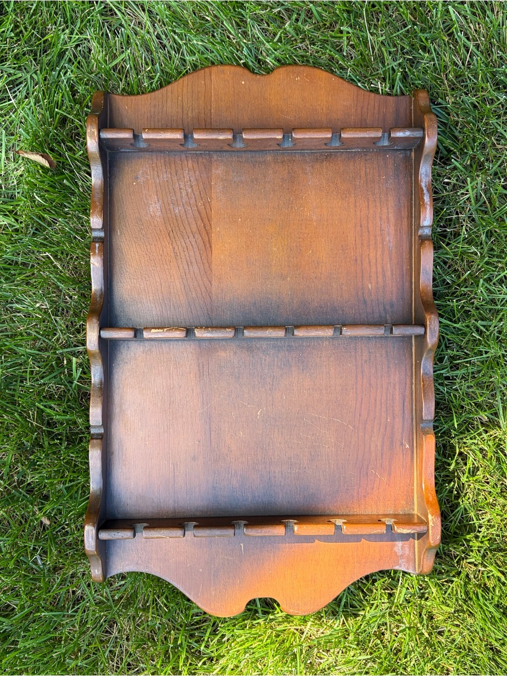 Vintage 1952 Wooden Souvenir Spoon Display Rack 18 Slots 18”x10.5” Mid Century